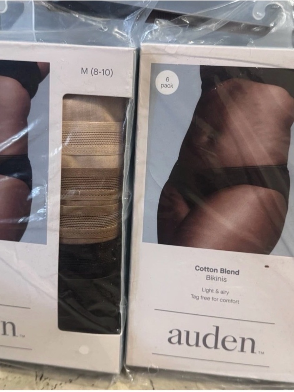 Auden Cotton Blend Bikini Briefs - Beige & Black (6-Pack) lot of 18